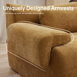 MAXMXX 117”L Shaped Modern Sofa Modular Sectional Cloud Couch with Ottoman,Oversized Boneless Sofa,3+1 Seater Chenille Deep-Seat Sofa with 3 Pillows,Suitable for Living Room or Bedroom(Yellow) MAXMXX