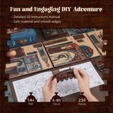 FUNPOLA LED 3D Puzzle Magic Station Book Nook Kit - Interactive 3D Wood Puzzle LED Magical Miniature with Infinite Extension Space - DIY Bookshelf Insert Decor Gifts FUNPOLA