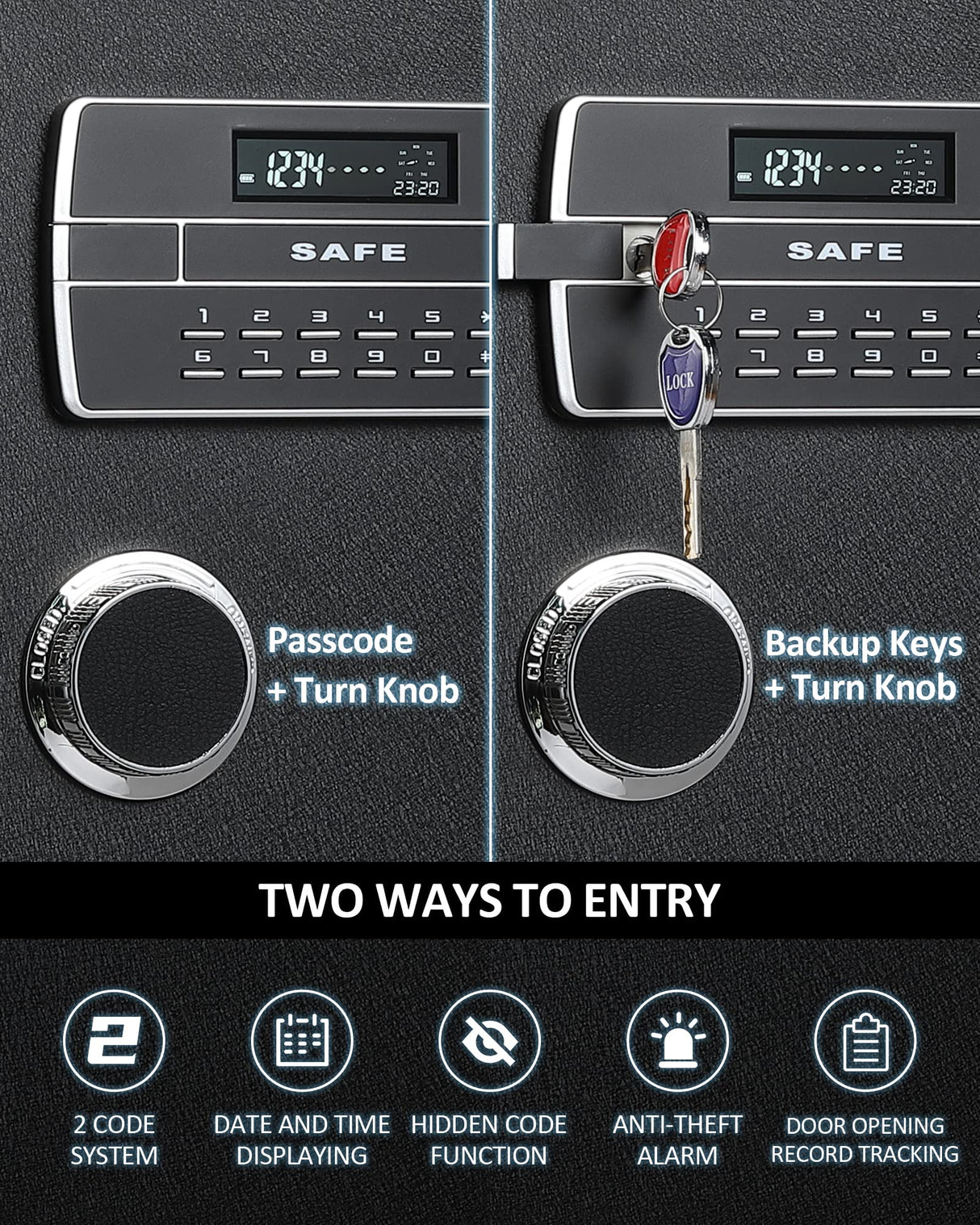 JINXNOBI Extra Large Safe Box with Big Fireproof Waterproof Document Bag,6.05 Cubic Feet Home Safe Lock Box,33.5in Security Vault with Electronic Keypad Digital Lock,for Home Office Hotel,83.5lbs JINXNOBI