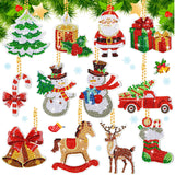 Ferraycle 12 Pcs Diamond Art Christmas Ornaments Christmas Diamond Painting Ornaments 5d DIY Painting Keychain Kits Xmas Hanging Paint Kits for Adults Crafts Family Decor Ferraycle