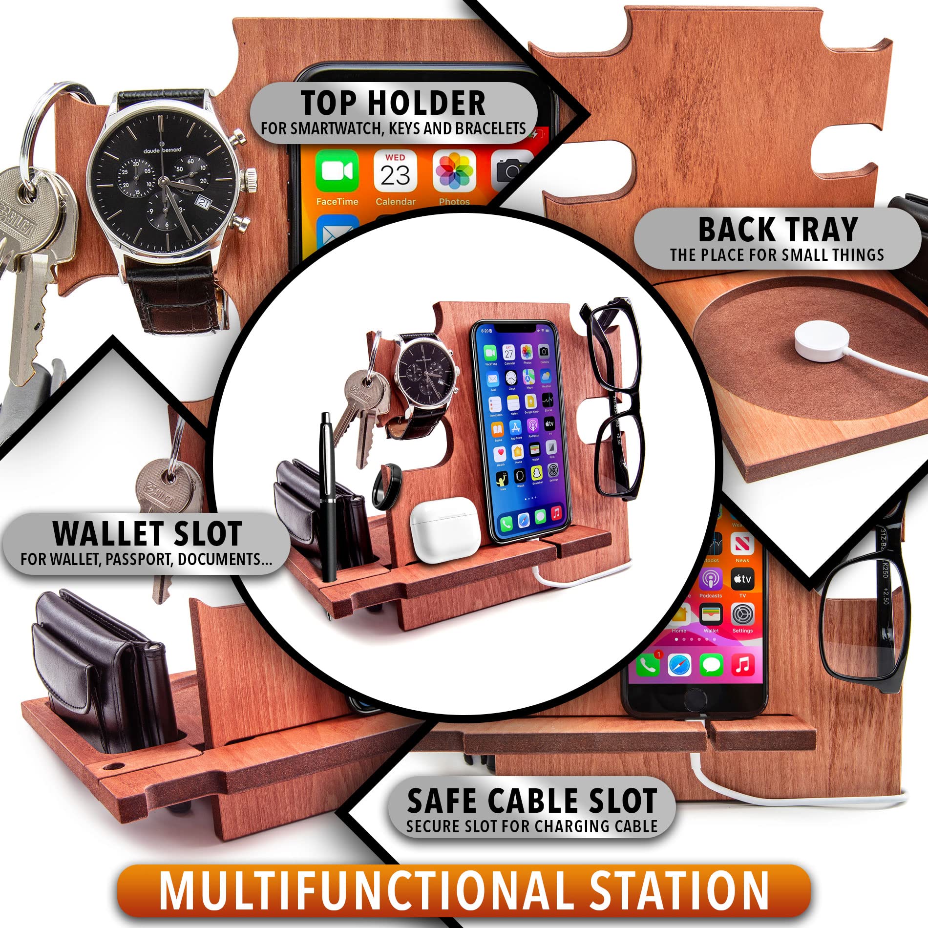 GRETAOTO Personalized Wood Phone Docking Station - Thumbnail 5