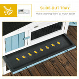 PawHut Rabbit Hutch 2-Story Bunny Cage, Guinea Pig Cage Indoor Outdoor, Small Animal House with Slide Out Tray, for Rabbits, Chickens, Ducks, 61.5" x 23" x 27", Light Blue PawHut