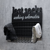 EVA murmure Cutout Letters Lost Socks - Laundry Room Organization, Farmhouse Laundry Room Decor and Accessories - House Decor Rustic Wooden Laundry Sign Wall Decor with Attached Basket - Black EVA murmure