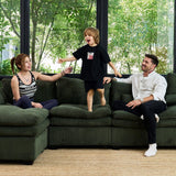 Belffin Large Modular Sectional Sofa with Deep Chaise, 104" Corduroy L Shaped Couch with 9" Soft Dual-Layer Seats Cushion for Living Room, Apartment, Green Belffin