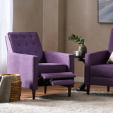 THINK 30 Mid-Century Fabric Rocker Recliner Chair with Tufted Design, Adjustable Single Recliner Sofa with Thicker Seat Cushion with Pocket for Living Room Bedroom Apartment (Purple Style1) THINK 30