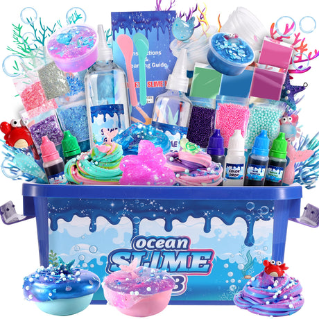 Ocean Slime Kit for Boy and Girls,Non Sticky,Super Soft Sludge Toy,Birthday Gifts for Kids 4-12,Soft Shiny Metal Clay Toy Girls & Boys fsutvitg