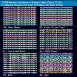 1260 Sheets Luminous Origami Star Paper Strip with 6 Patterns Glow in Dark Folding Stars Paper Lucky Stars Paper for DIY Handmade Crafts Paper Stars Unixing