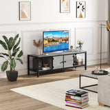 GAOMON 65" TV Stand for TV up to 75 Inches, Large TV Console Table with 2 Closed Storage Spaces and Open Compartments, Wooden Entertainment Center with Adjustable Feet for Living Room, Bedroom, Grey GAOMON