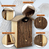 Outer Trails Japanese Cedar Wooden Owl Houses, Bark Front Outer Trails