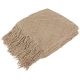 PAVILIA Tan Taupe Knit Throw Blanket for Couch Bed, Soft Knitted Farmhouse Sofa Throw for Living Room, Lightweight Decorative Fall Throw Blanket for Chair, Outdoor Textured Boho Blanket, 50x60 PAVILIA