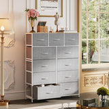 WLIVE Tall Dresser for Bedroom, Fabric Dresser Storage Tower, Dresser & Chest of Drawers Organizer Unit with 11 Drawers, Storage Cabinet, Hallway, Closets, Steel Frame, Wood Top WLIVE