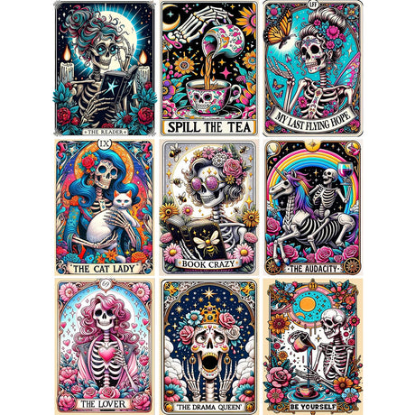 GOUOYANA Skull Diamond Art Kits for Adults - 9pcs, Tarot Card Diamond Painting for Beginners, DIY Full Rhinestone 5D Gothic Diamond Painting Kits (Gemstone Craft), Home Wall Decoration (12x16 inch) GOUOYANA