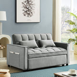 Alberobelo Convertible Sleeper Sofa Bed, Modern Chenille 3-in-1 Futon Couch Pullout Bed with Adjustable Backrest, Storage Pockets and Toss Pillows, Sofa Bed Couch for Living Room, Bedroom, Gray Alberobelo