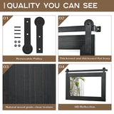 COGOOD Farmhouse Bathroom Mirror - 41" x 30" Rustic Barn Door Mirror for Living Room, Entryway, Bedroom, Vanity Wall Decor (Black) COGOOD