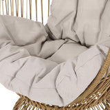 Christopher Knight Home Ellen Outdoor Wicker Swivel Egg Chair with Cushion, Light Brown, Beige Christopher Knight Home