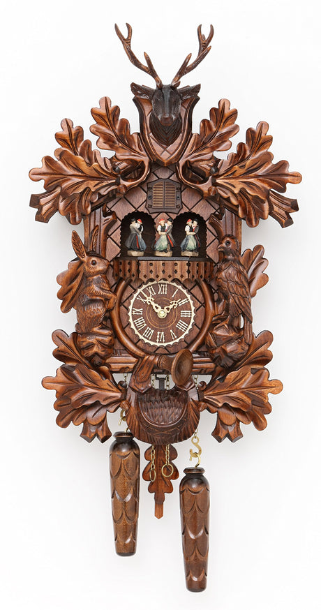 Trenkle Quartz Cuckoo Clock Hunting Clock, with Music, Turning Dancers TU 378 QMT HZZG Trenkle