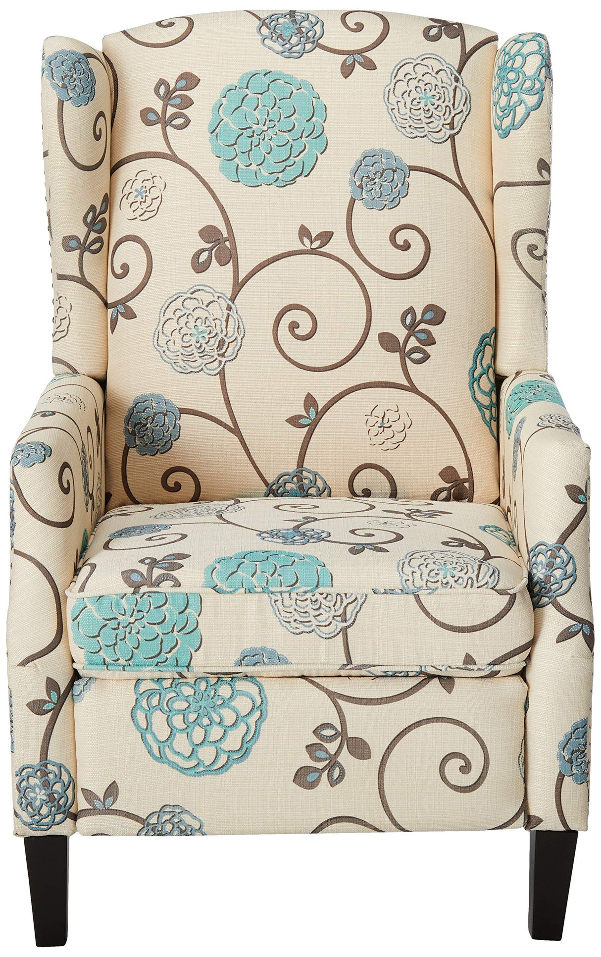 Christopher Knight Home GDFStudio Westeros Traditional Wingback Fabric Recliner Chair (White & Blue Floral) CHRISTOPHER KNIGHT HOME