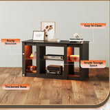 WLIVE TV Stand for 43 Inch TV, Modern Entertainment Center with LED Lights & Adjustable Glass Shelves, Sturdy Media Console for Living Room, Bedroom,Gaming (Black) WLIVE