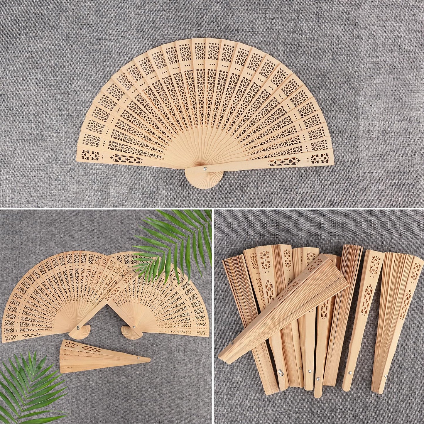 GNIEMCKIN 50 PCS Wooden Hand Fans, 8 Inch Foldable Wedding Hand Fans with Personalized Engraving, Perfect for Birthdays, Home Decor, Wedding and - WoodArtSupply