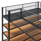 RuiSiSi Twin Over Full Metal Bunk Bed with Storage, Heavy-Duty Metal Bunk Bed with Storage Shelves Headboards for Kids Teens Adults, Safety Guard & Ladder, No Box Spring Needed, Black RuiSiSi