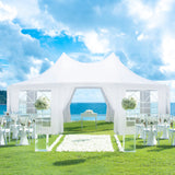 EROMMY 26x19ft Party Tent, White Wedding Tent, Decagonal Heavy Duty Canopy with 8 Removable Sidewalls, 8 Church Windows and 2 Pull-Back Doors, Outdoor Gazebo Pavilion Shelter Tent for Party, Event EROMMY
