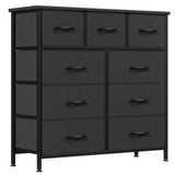 Jocoevol Fabric Dresser for Bedroom with 9 Drawers - Sturdy Steel Frame, Wooden Top & Easy Pull Chest of Drawers with Fabric Bins, Storage Organizer for Closet, Guest Room, Entryway (Black) Jocoevol