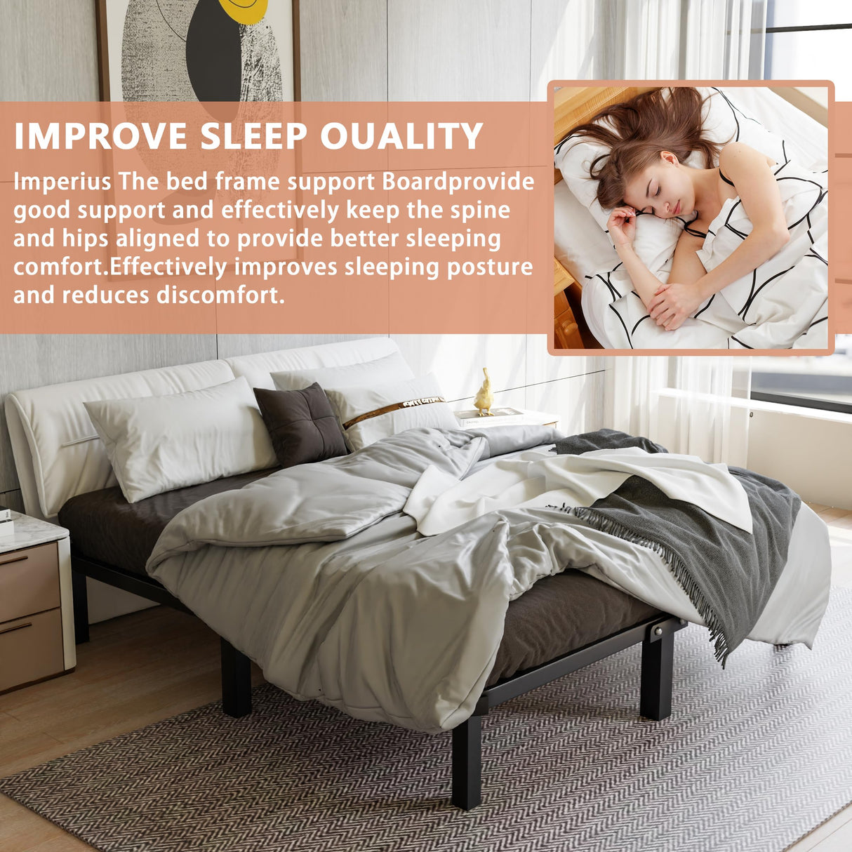 Imperius Foldable Box Spring, Bunkie Board, Bed Support Slats, Bed Boards for Under, Full 60 x 48 in Imperius