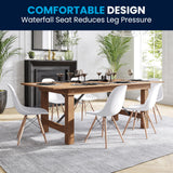 Flash Furniture Elon Series Plastic Modern Dining Chairs with Wooden Legs, Mid-Century Side Chairs for Dining Rooms and Offices, Set of 2, White Flash Furniture