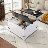 KIGOTY Lift Top Coffee Table with Storage, 31.5" Square Coffee Table, Rustic Storage Coffee Table,Farmhouse Center Table with Hidden Compartment for Living Room,White KIGOTY