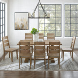 Crosley Furniture Joanna 9-Piece Modern Farmhouse Dining Table Set for 8 with Ladderback Chairs, Rustic Brown Crosley Furniture