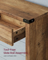 VASAGLE Sofa Console Table, 47.2 Inches Narrow Entryway Table with 3 Drawers, Bottom Shelf, Metal Corners, for Living Room, Bedroom, Farmhouse Style, Honey Brown ULNT143KB01S VASAGLE