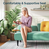 LINSY Small Loveseat Couch 2 Seat, Mid Century Modern Love seat Couches 57" Mini Couch with Srorage, Removable Table and Pillow, Couches for Small Spaces Living Room Bedroom Dorm (Teal Left) LINSY