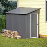 Voryvans Storage Shed 4 * 8 FT Lean to Shed Metal Sheds & Outdoor Storage Cabinet Lockable Tool Organization Bike Mower Shed Portable Outside for Garden Patio, Grey Voryvans