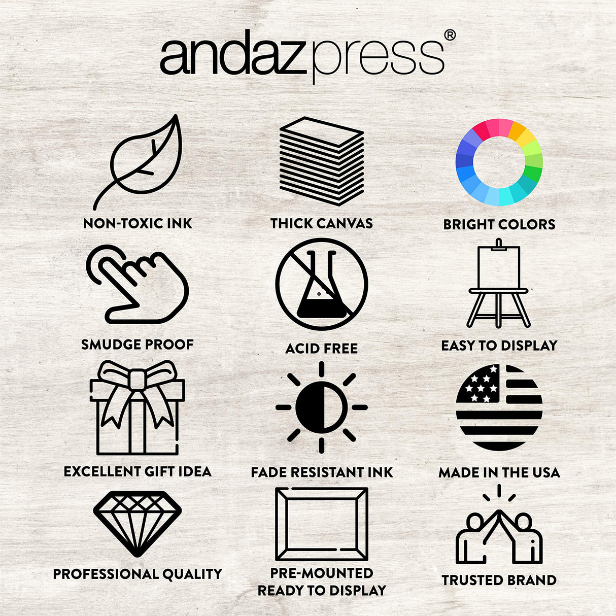 Andaz Press Custom Large Canvas Wedding Guest Book Alternative, 16 x 20 Inches, Rustic Wood Monogram Horizontal Personalized Sign Our Canvas Guest Andaz Press