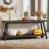 Tribesigns 70.86-Inch Console Table for Entyrway, Farmhouse 2-Tier Entry Entrance Table, Narrow Long Sofa Table Behind Couch, Dark Brown Tribesigns