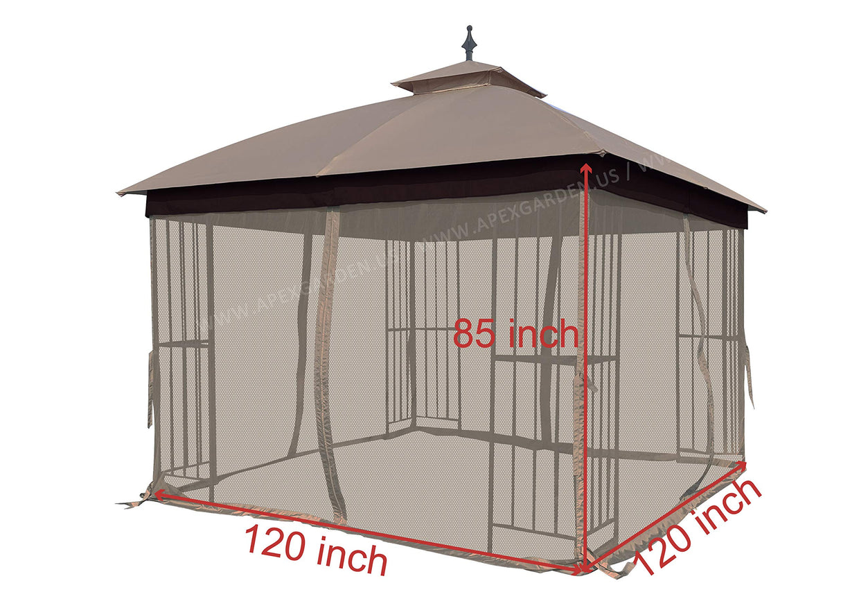 APEX GARDEN 10' x 10' Gazebo Replacement Mosquito Netting (Tan) APEX GARDEN