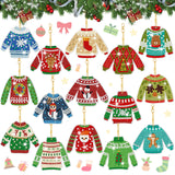 15 Pieces Christmas Ugly Sweater Diamond Painting Keychain 5d Sweater Diamond Art Keychains Christmas Painting Kits for Xmas DIY Crafts Hanging Ornaments Home Decor Estune