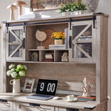 RedLemon 42" Farmhouse Desk Hutch with Sliding Barn Door and Ample Storage/Display Space, Only Match Farmhouse Desk (Light Rustic Oak) RedLemon