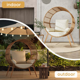 Yechen Egg Chair Outdoor, Oversized Wicker Patio Chairs with 350LBS Capacity, Rattan Porch Chair, 6.69'' Cushions for Living Room, Bedroom, Garden, Round Nest Chairs with Steel Stands Easy Assembly Yechen