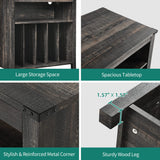 YITAHOME Large Record Player Stand with Power Outlets & LED Lights, Vinyl Record Storage Table with Display Shelf Holds Up to 120 Albums, Turntable Stand for Living Room, Bedroom, Dark Rustic Oak YITAHOME