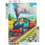 GDYEEH DIY Train 5D Diamond Art Kits, Round Full Drill Sparkling Wildflowers Diamond Painting Picture, Steam Train Painting by Numbers Art Kits for Adults Beginners Home Wall Decor 12x16 inch GDYEEH