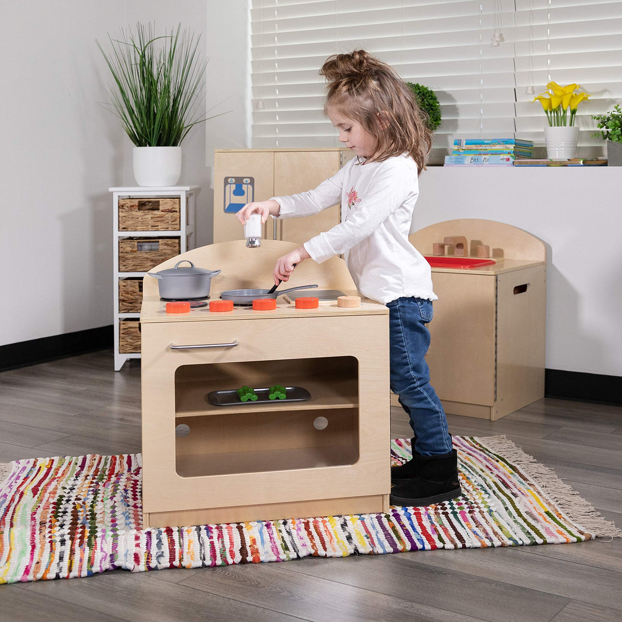 EMMA + OLIVER Children's Wooden Kitchen Stove with Turnable Knobs for Commercial or Home Use EMMA + OLIVER