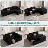 YITAHOME Cloud Sectional Couch with L-Shape Chaise, Modern Modular Sofa with Deep Seat, Upholstered Couches for Living Room Bedroom, No Assembly Required, Black YITAHOME