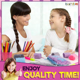 CRAFTILOO DIY 2 Rug Pencil Cases Latch Hook Kits for Kids Sewing Set for Girls Beginners Latchkits Ages 8-12 CRAFTILOO