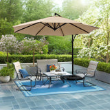 VECELO 10ft Offset Hanging Market Patio Umbrella with UV Protection Waterproof for Outdoor/Market/Backyard/Pool/Garden/Lawn, 8 Sturdy Ribs, Handy Crank&Cross Base (No Weight), Tan VECELO