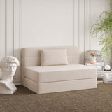 Luoxiao Folding Sofa Bed Twin with Pillow, Portable Foldable Sofa Bed for Travel, Camping, Guest, Trifold Mattress with Breathable & Washable Cover, Convertible and Easy to Storage, Off White Luoxiao