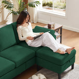 Chireca 80" Convertible Sectional Sofa, Small L Shaped 3 Seat Couch with Reversible Storage Chaise, Modern Polyester Fabric Sofa Couches for Living Room, Apartment and Small Space, Green Chireca