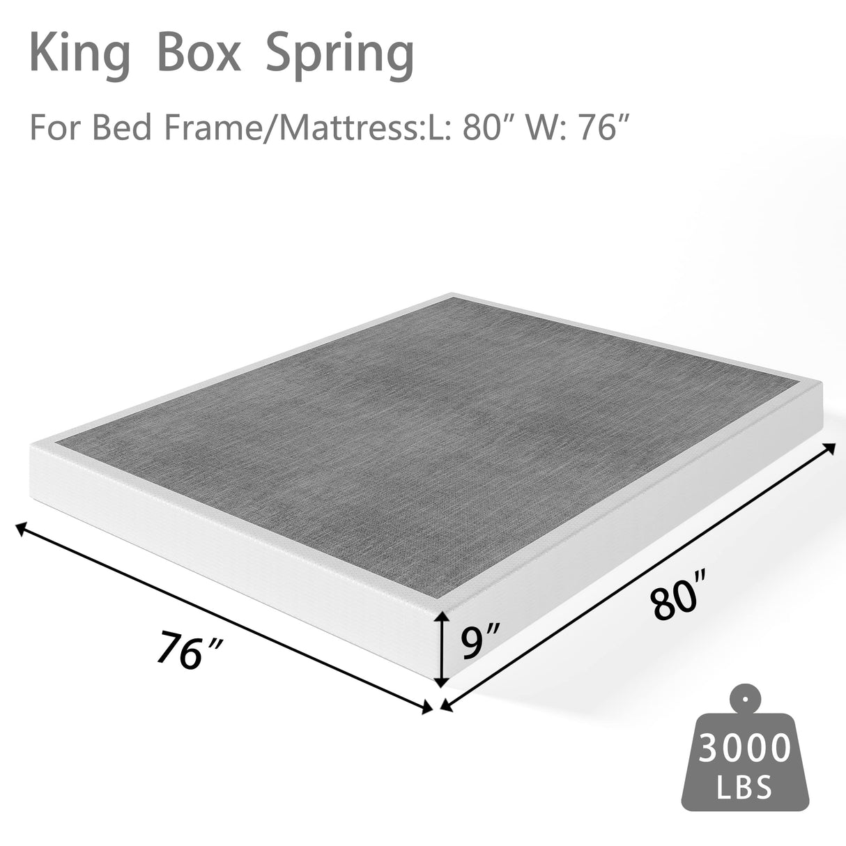 Aardhen 9 Inch High Profile King Box Spring Strong Metal Frame Mattress Foundation, Quiet Noise-Free,Easy Assembly, 3000lbs Max Weight Capacity Aardhen
