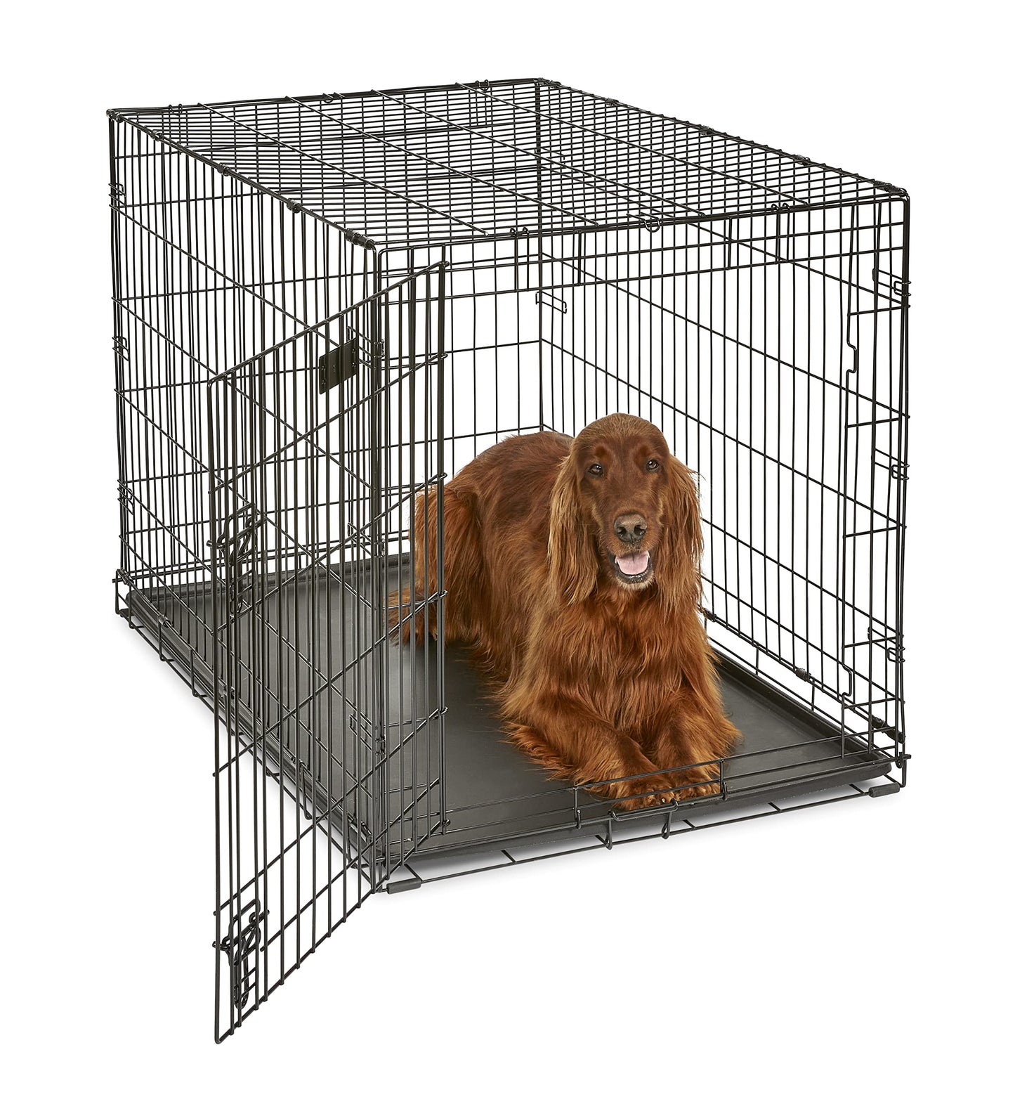 MidWest Homes for Pets Newly Enhanced Single Door iCrate Dog Crate, Includes Leak-Proof Pan, Floor Protecting Feet, Divider Panel & New Patented Features - WoodArtSupply