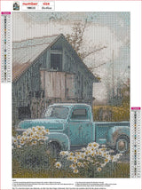 MXJSUA DIY 5D Diamond Painting Kits for Adults, Old Truck and Barn Diamond Art Painting Full Drill Crystal Rhinestone Embroidery Craft Kits for Home Wall Decor Gifts, 12x16inch MXJSUA